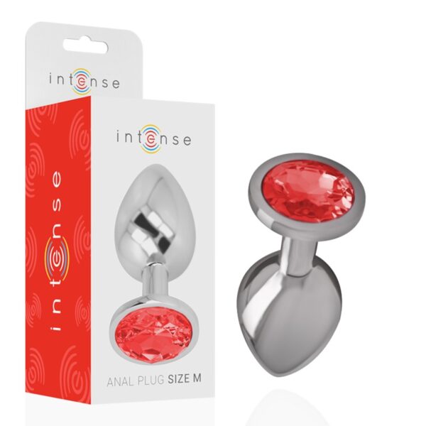 Butt Plug Metal - Diamond Rosu M