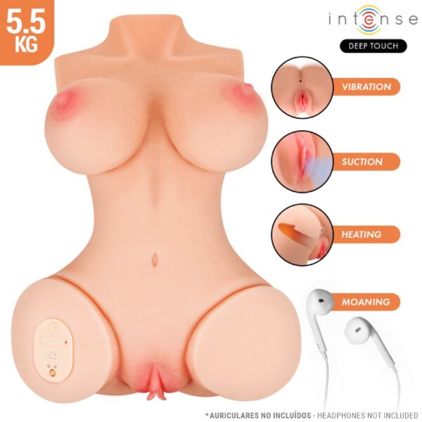 Torso Masturbator Bărbați Vagin Realist cu Vibrații, Telecomanda, Sucțiune și Încălzire 5.5 Kg